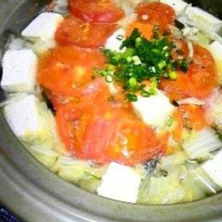 大きなホタテ入りトマト&白菜鍋